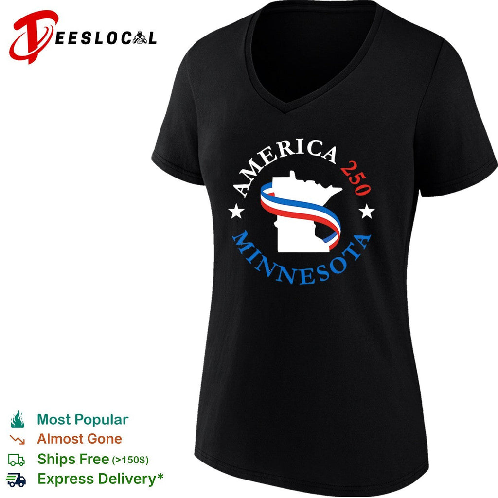 America 250 Minnesota State Outline Patriotic Ribbon shirt Unisex