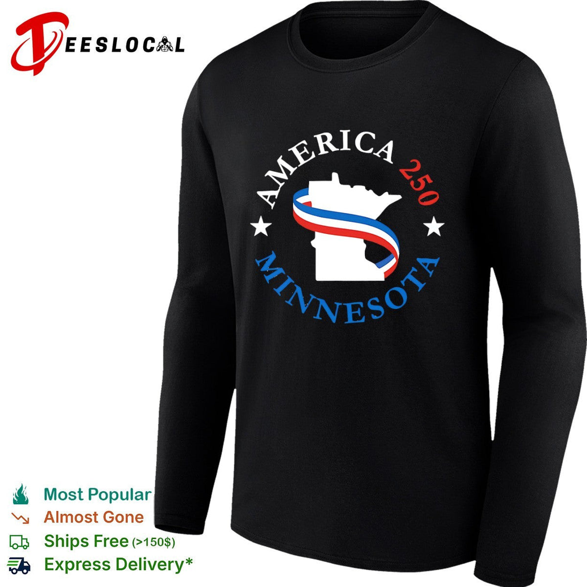America 250 Minnesota State Outline Patriotic Ribbon shirt Unisex