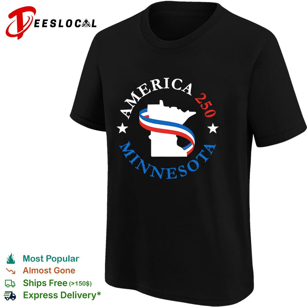 America 250 Minnesota State Outline Patriotic Ribbon shirt Unisex