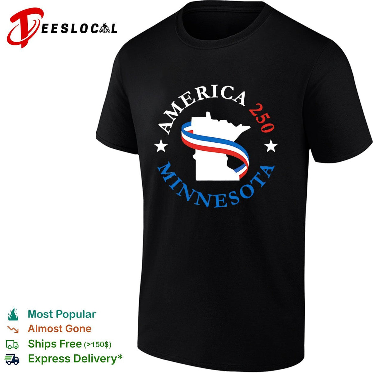 America 250 Minnesota State Outline Patriotic Ribbon shirt Unisex
