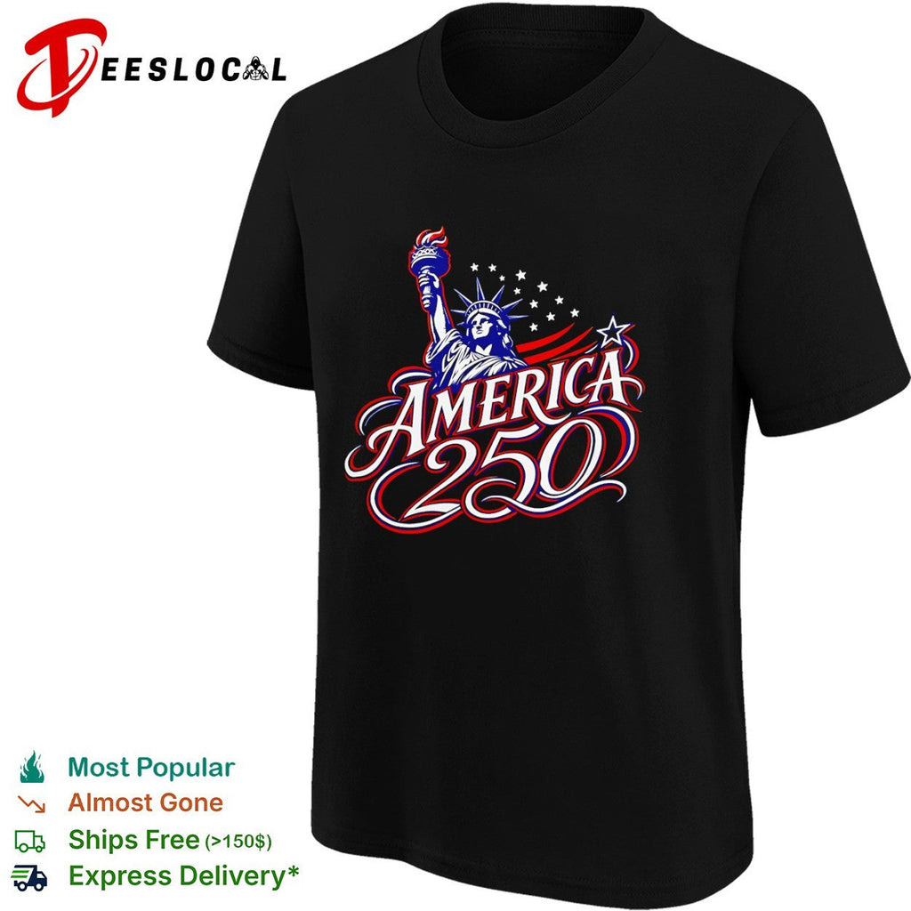 America 250 Statue of Liberty Torch Stars Stripes Red White and Blue Patriot shirt Unisex
