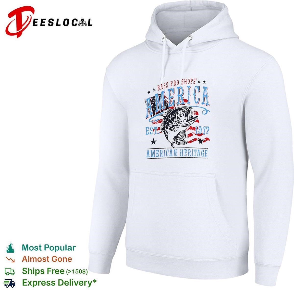 America Est 1972 heritage outdoor fishing bass patriotic graphic shirt Unisex