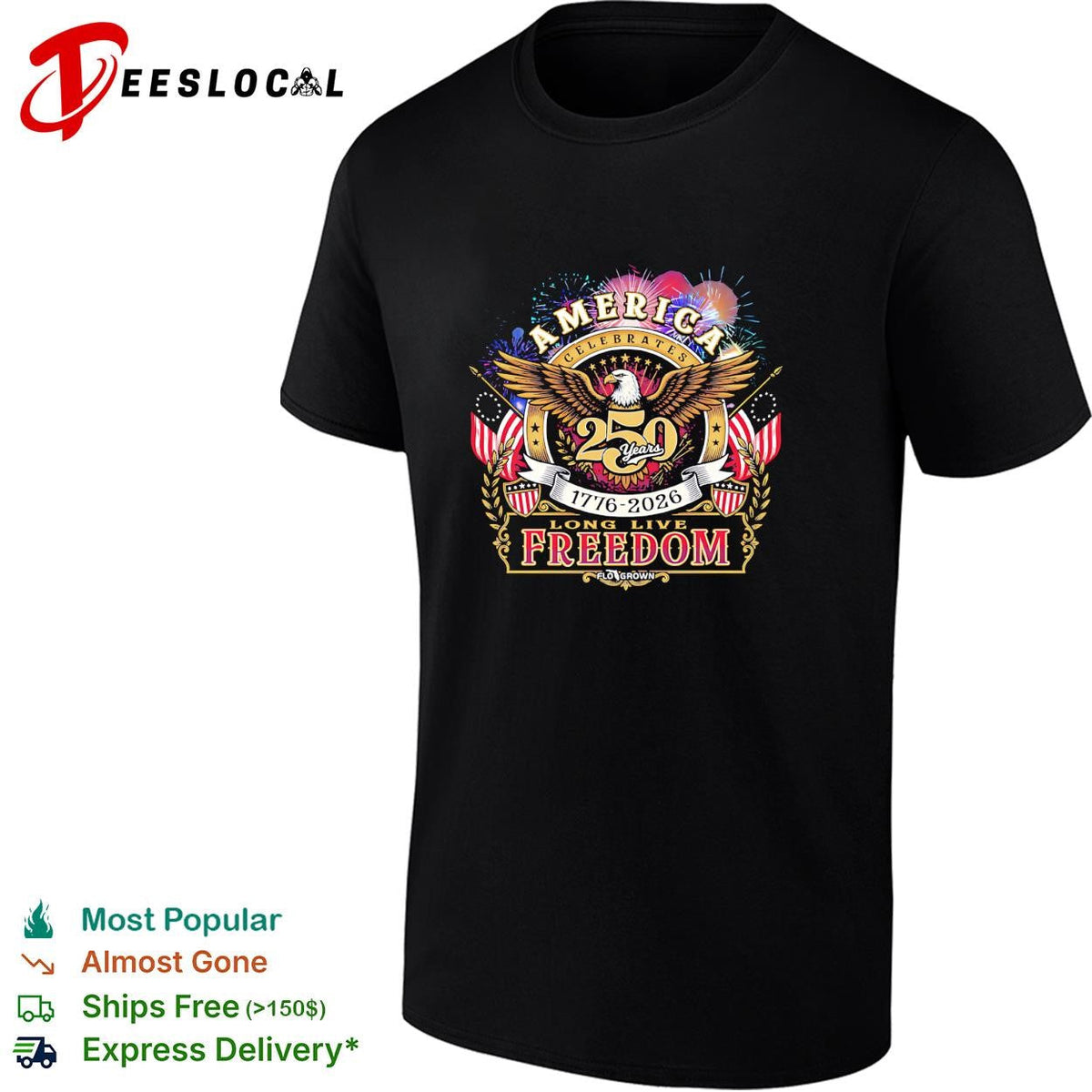 America celebrates 250 years 1776 2026 long live freedom eagle graphic shirt Unisex