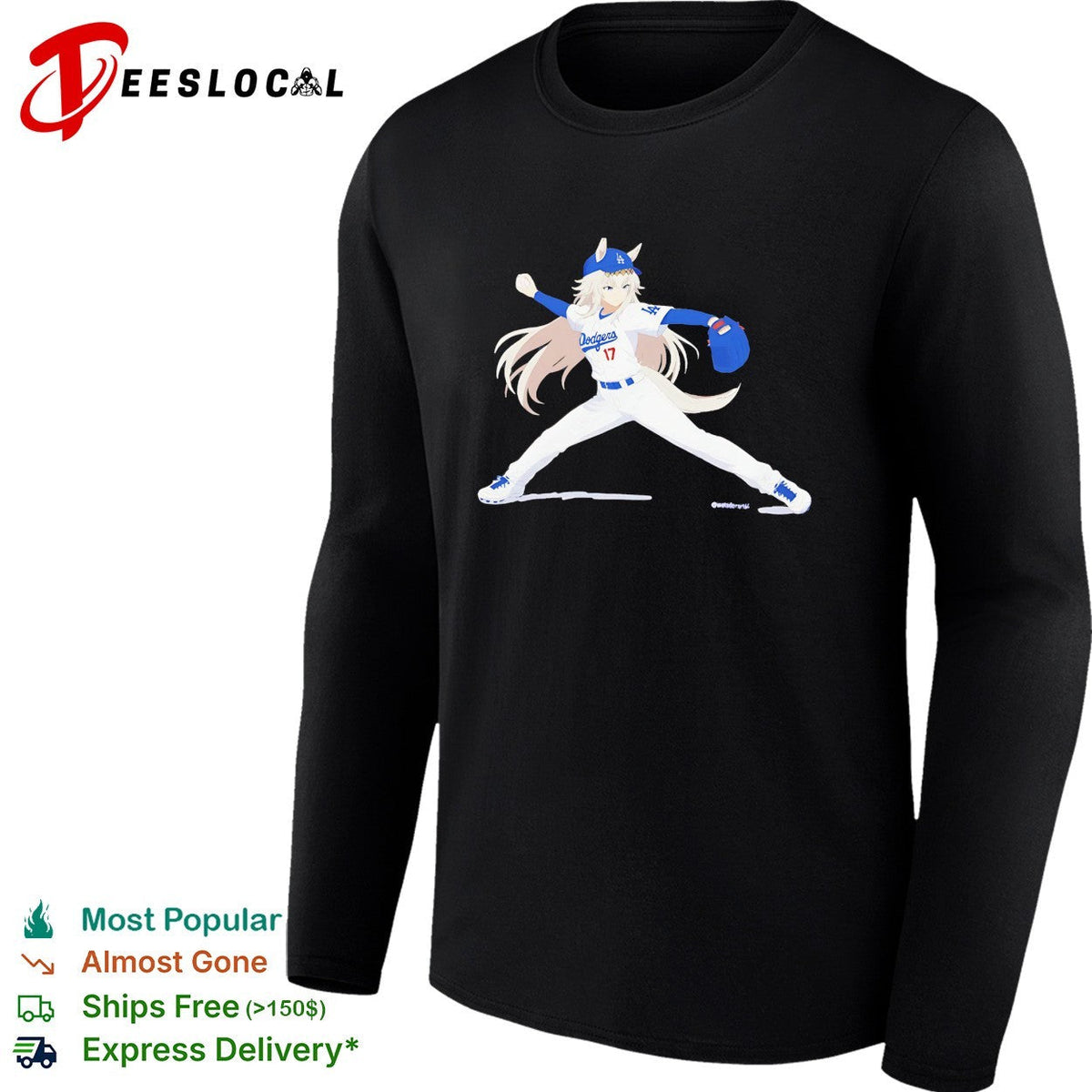 Anime style baseball pitcher number 17 action illustration shirt Unisex