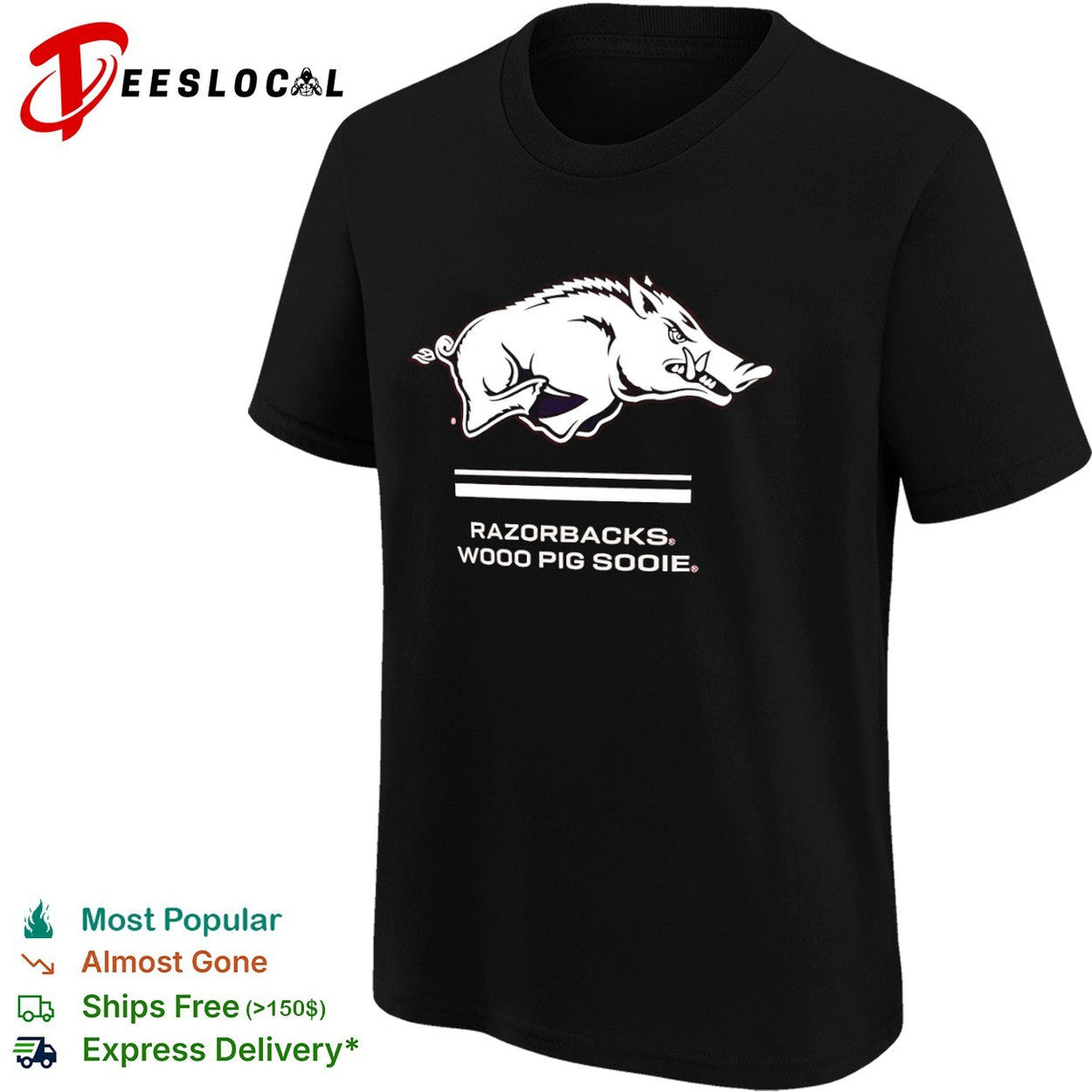 Arkansas Razorbacks Wooo Pig Sooie logo Shirt Unisex