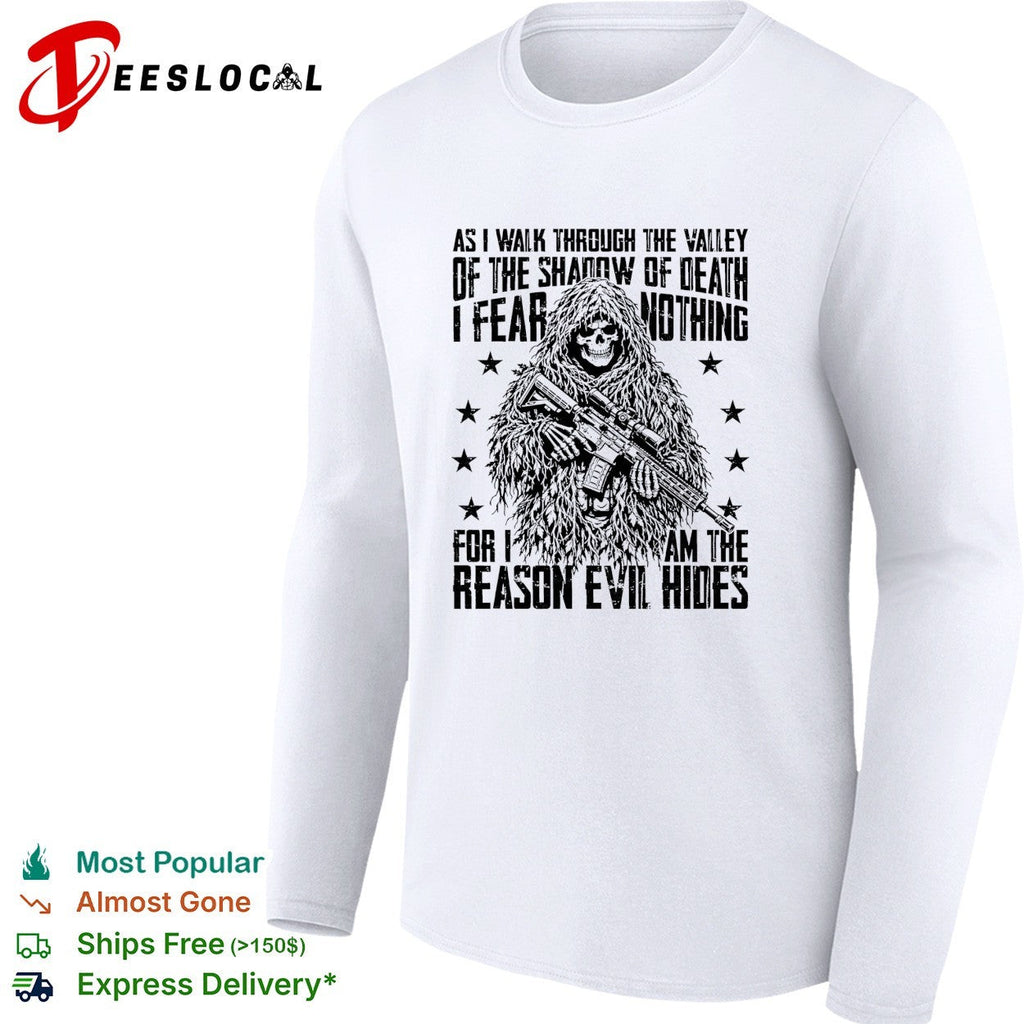 As I walk through the valley of the shadow of death soldier skull shirt Unisex