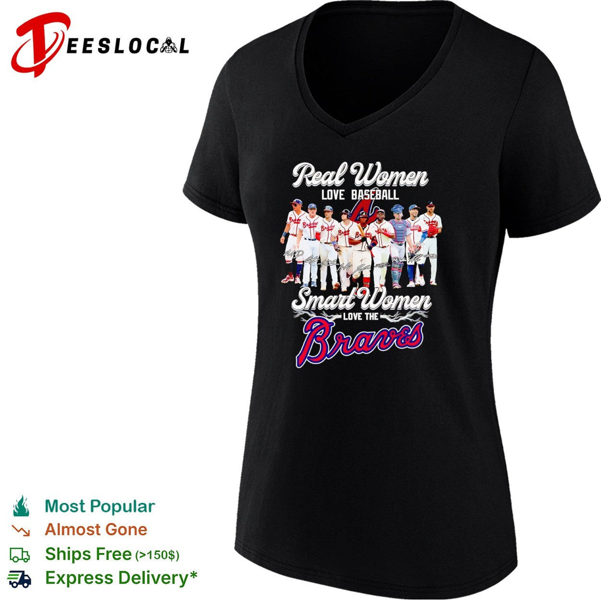 Atlanta Braves Real Real women love baseball smart love the Braves shirt Unisex