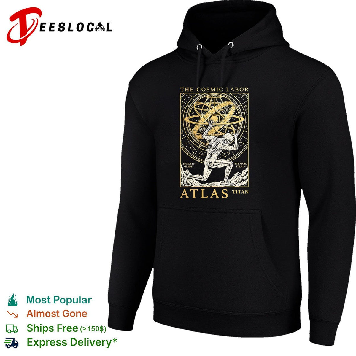 Atlas titan cosmic labor armillary sphere skeleton astronomy shirt Unisex
