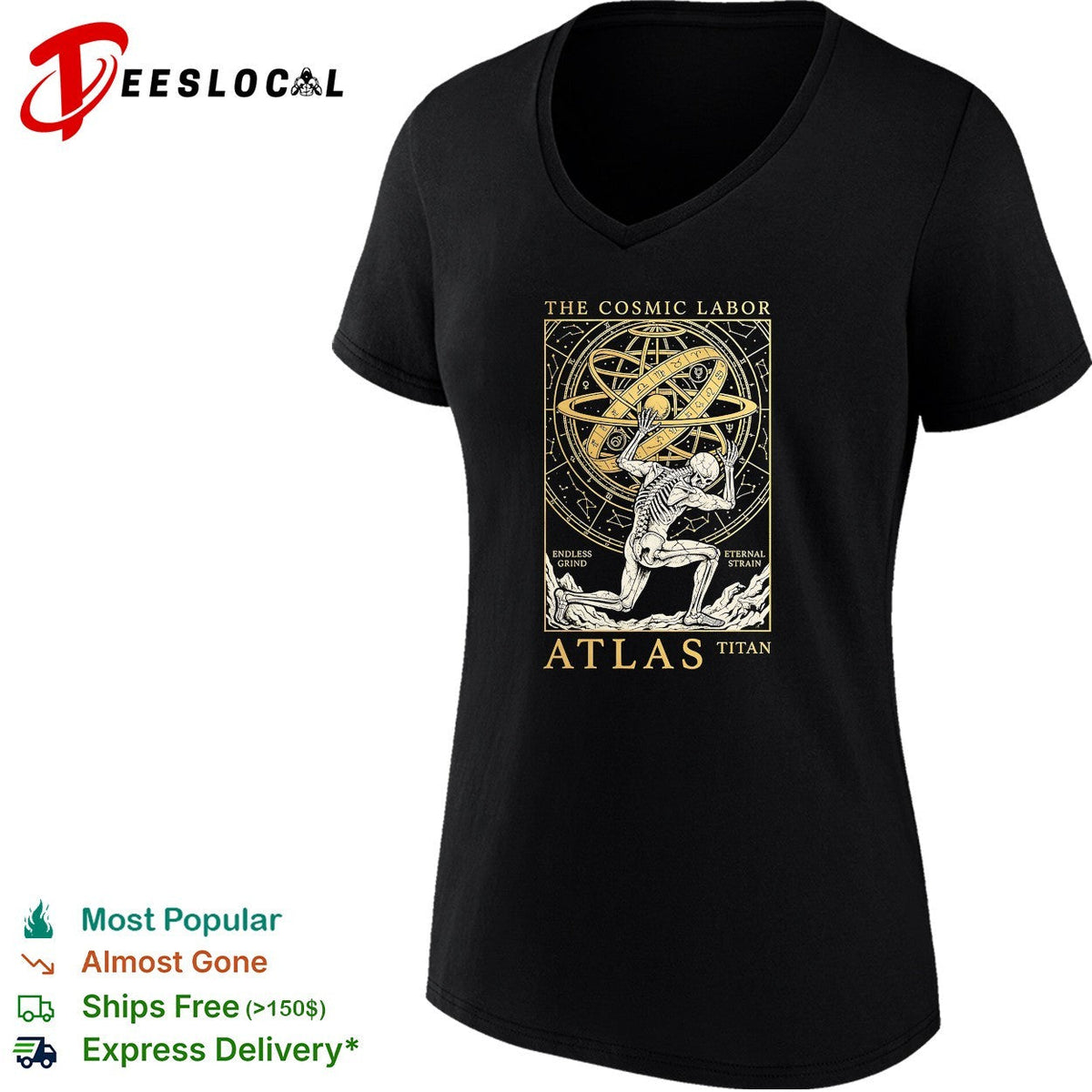 Atlas titan cosmic labor armillary sphere skeleton astronomy shirt Unisex