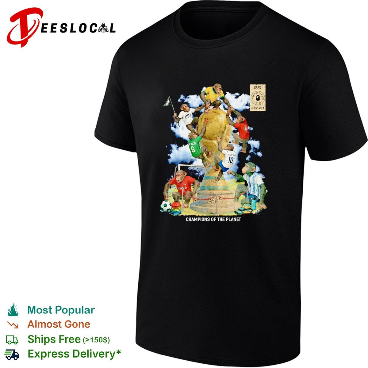 BAPE World Cup Archive Issue 23 Champions of the Planet USA Mexico England shirt Unisex