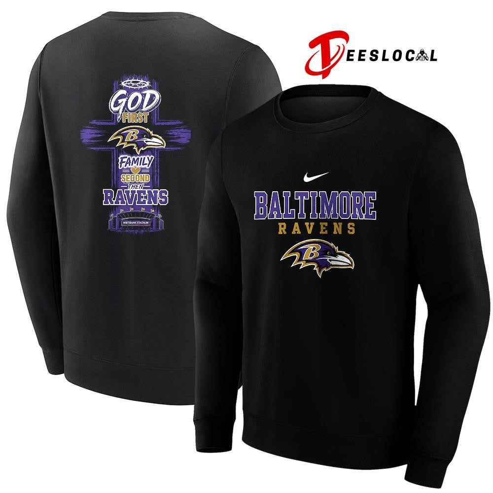 Baltimore Ravens God first family second cross shirt Unisex