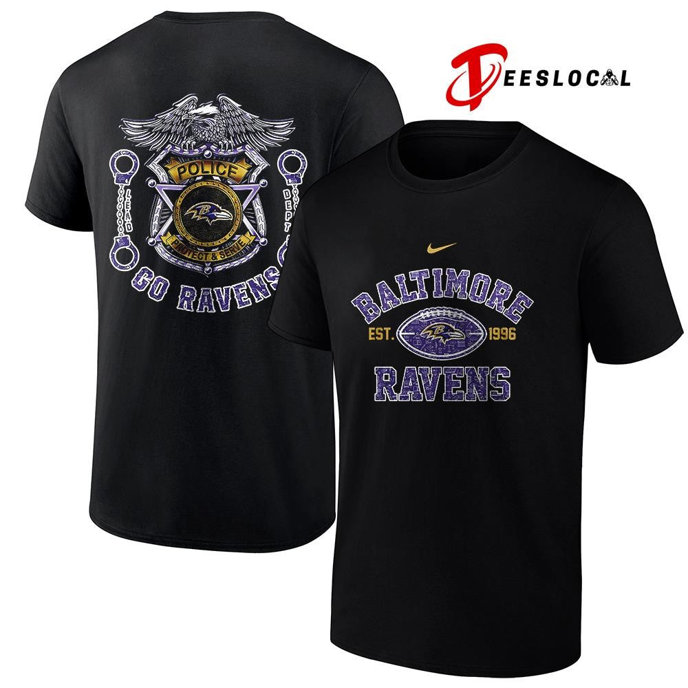 Baltimore Ravens law enforcement tribute protect and serve logo shirt Unisex