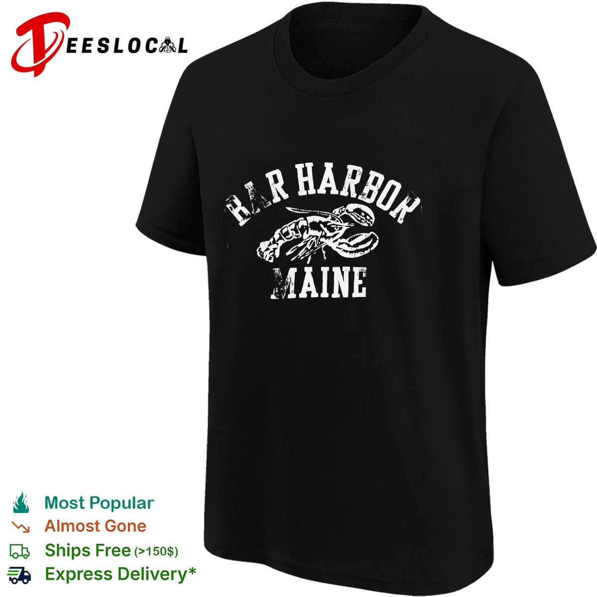 Bar Harbor Maine lobster yellow coastal beach vintage shirt Unisex