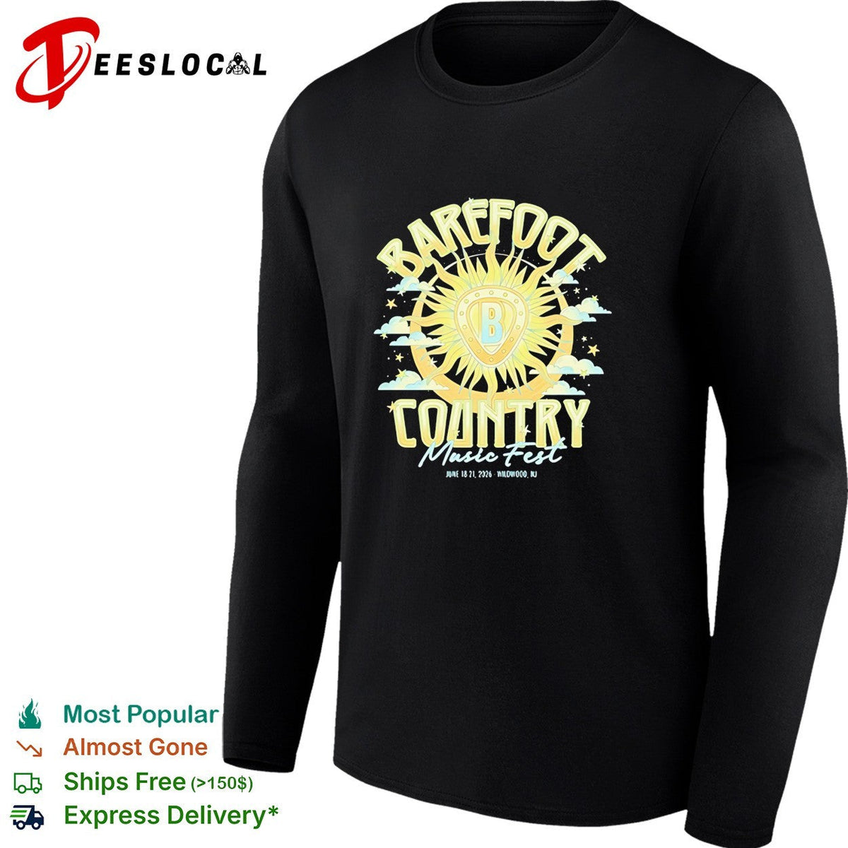 Barefoot Country Music Fest June 18 to 21 2026 Wildwood New Jersey shirt Unisex