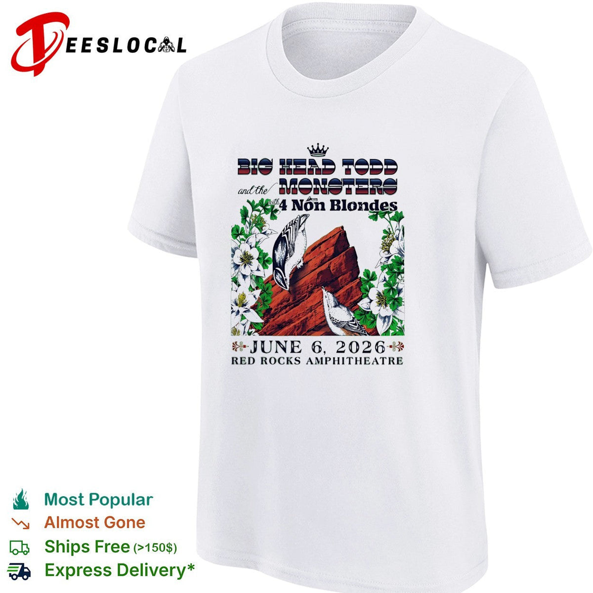 Big Head Todd and the Monsters with 4 Non Blondes June 6 2026 Red Rocks shirt Unisex