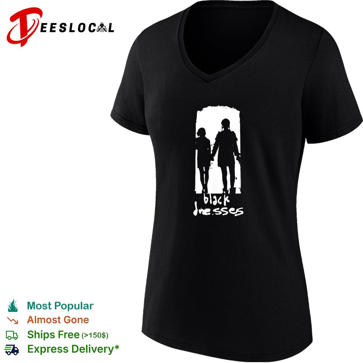 Black Dresses Silhouette Logo Band Music shirt Unisex