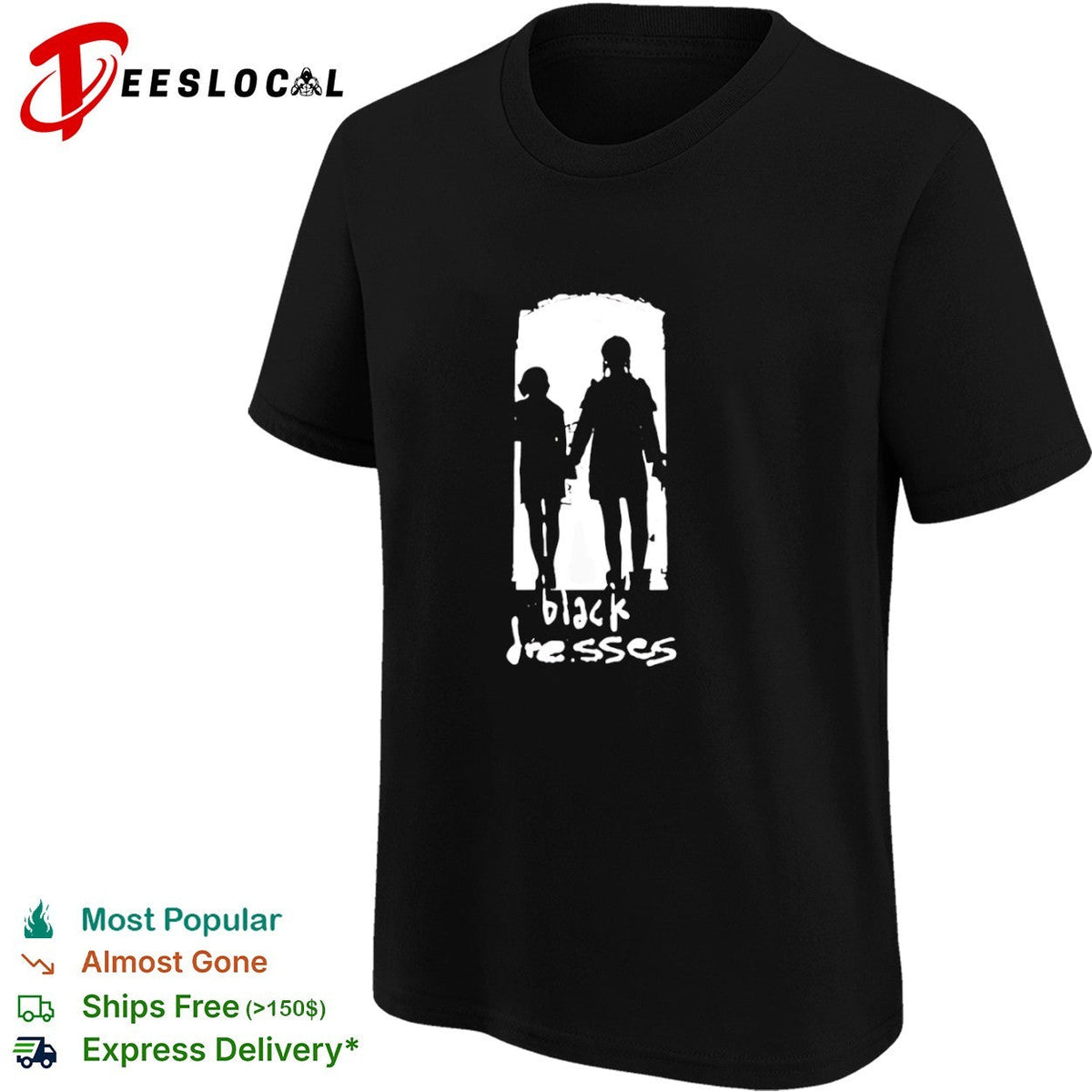 Black Dresses Silhouette Logo Band Music shirt Unisex
