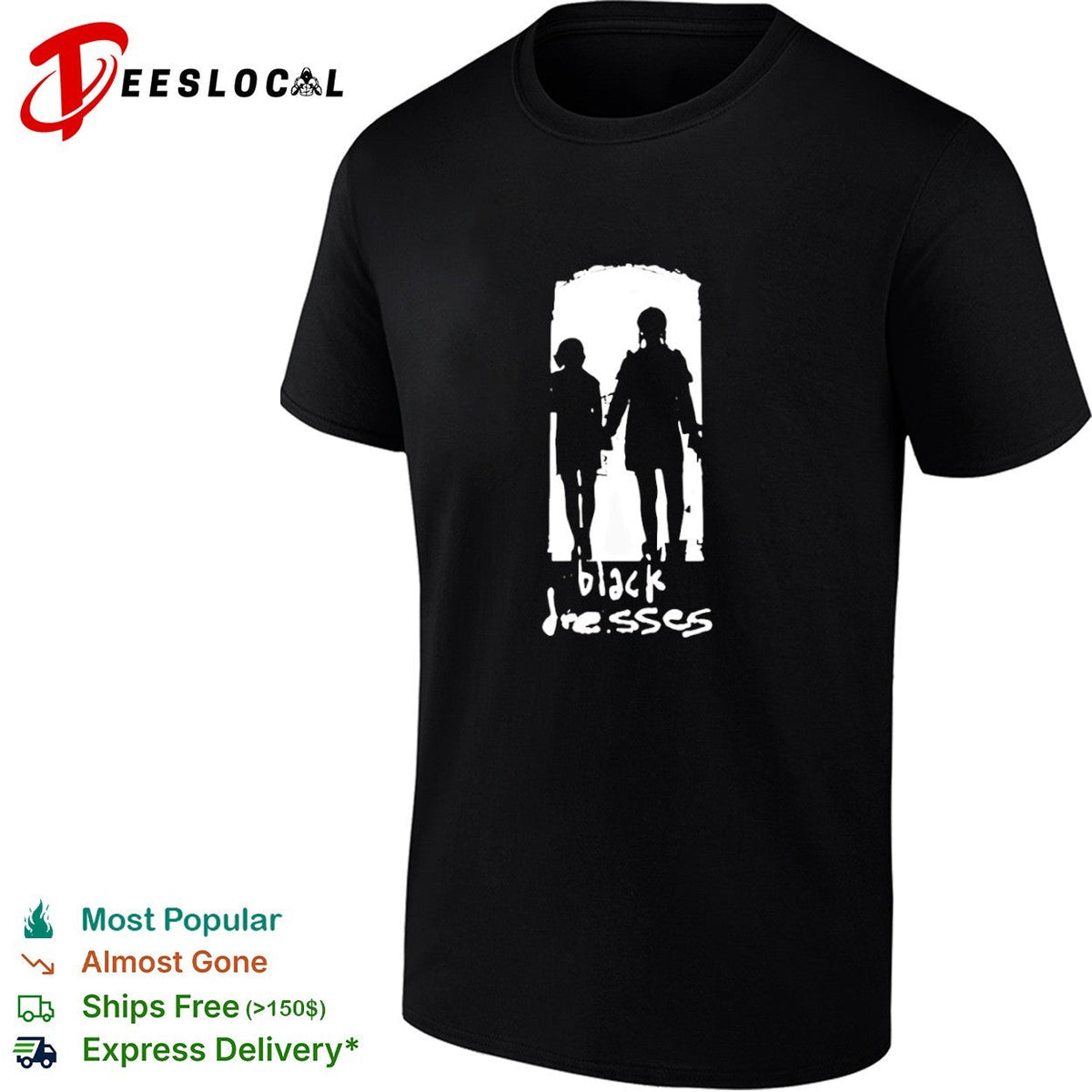 Black Dresses Silhouette Logo Band Music shirt Unisex