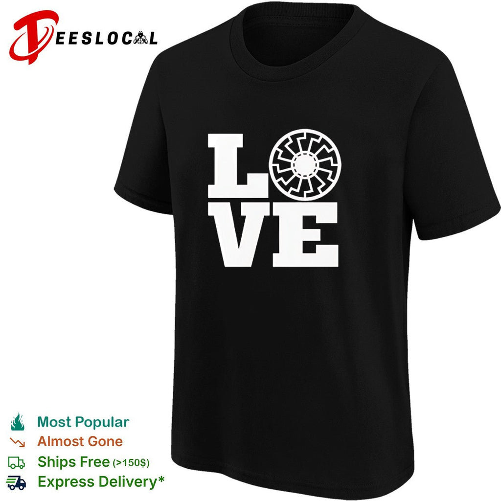 Black Sun Symbol LOVE Design Print Pattern Minimalist Aesthetic Symbolism shirt Unisex
