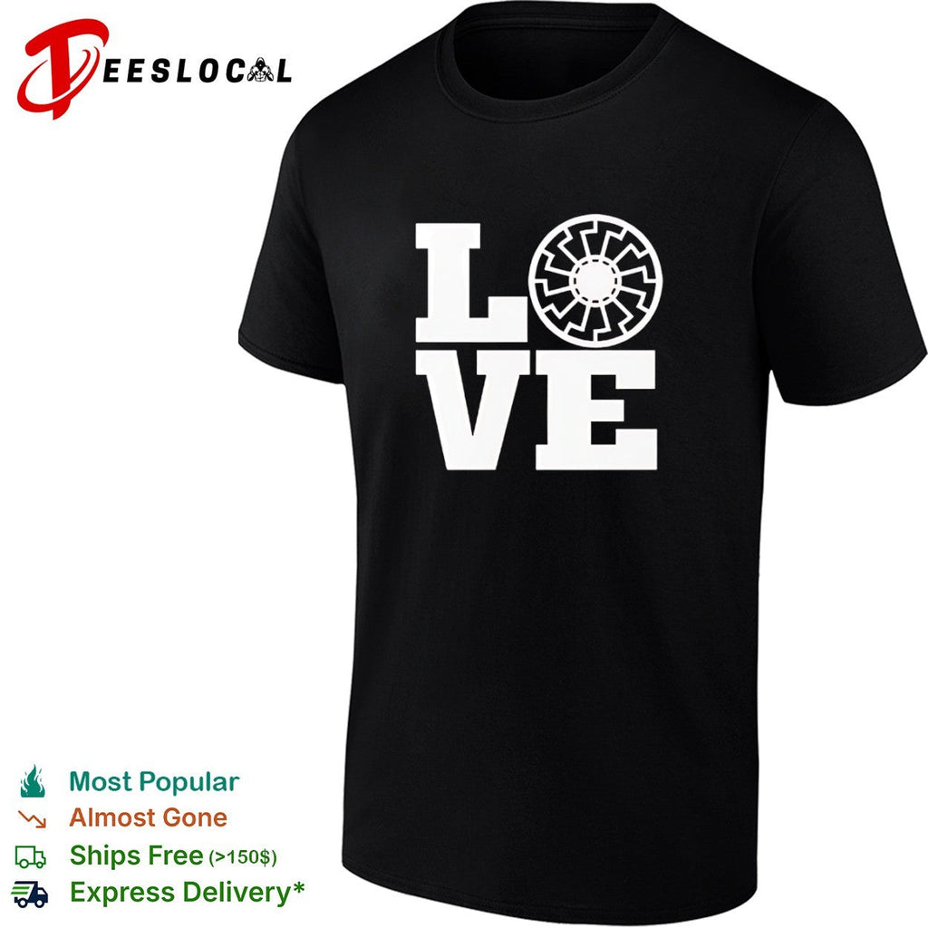 Black Sun Symbol LOVE Design Print Pattern Minimalist Aesthetic Symbolism shirt Unisex