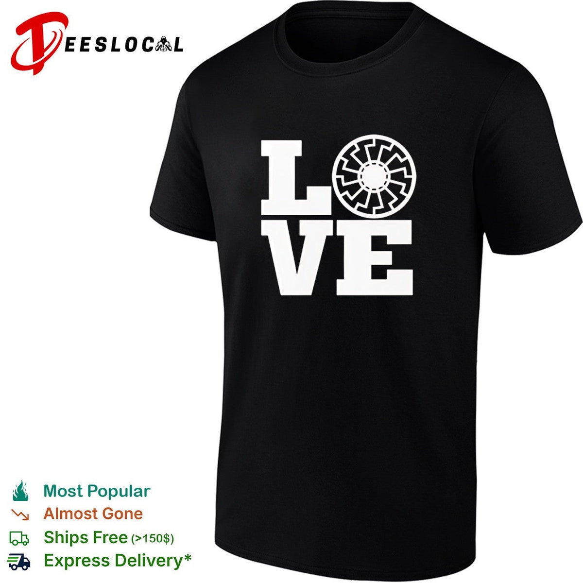 Black Sun Symbol LOVE Design Print Pattern Minimalist Aesthetic Symbolism shirt Unisex