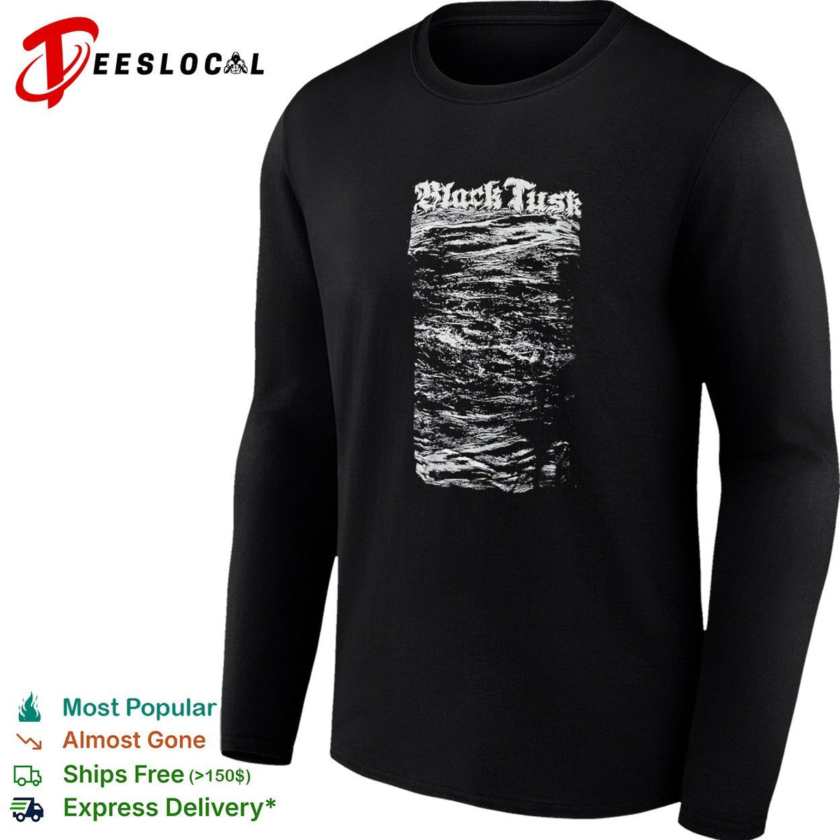 Black Tusk Band Logo and Abstract Wave Texture Heavy Metal Music shirt Unisex