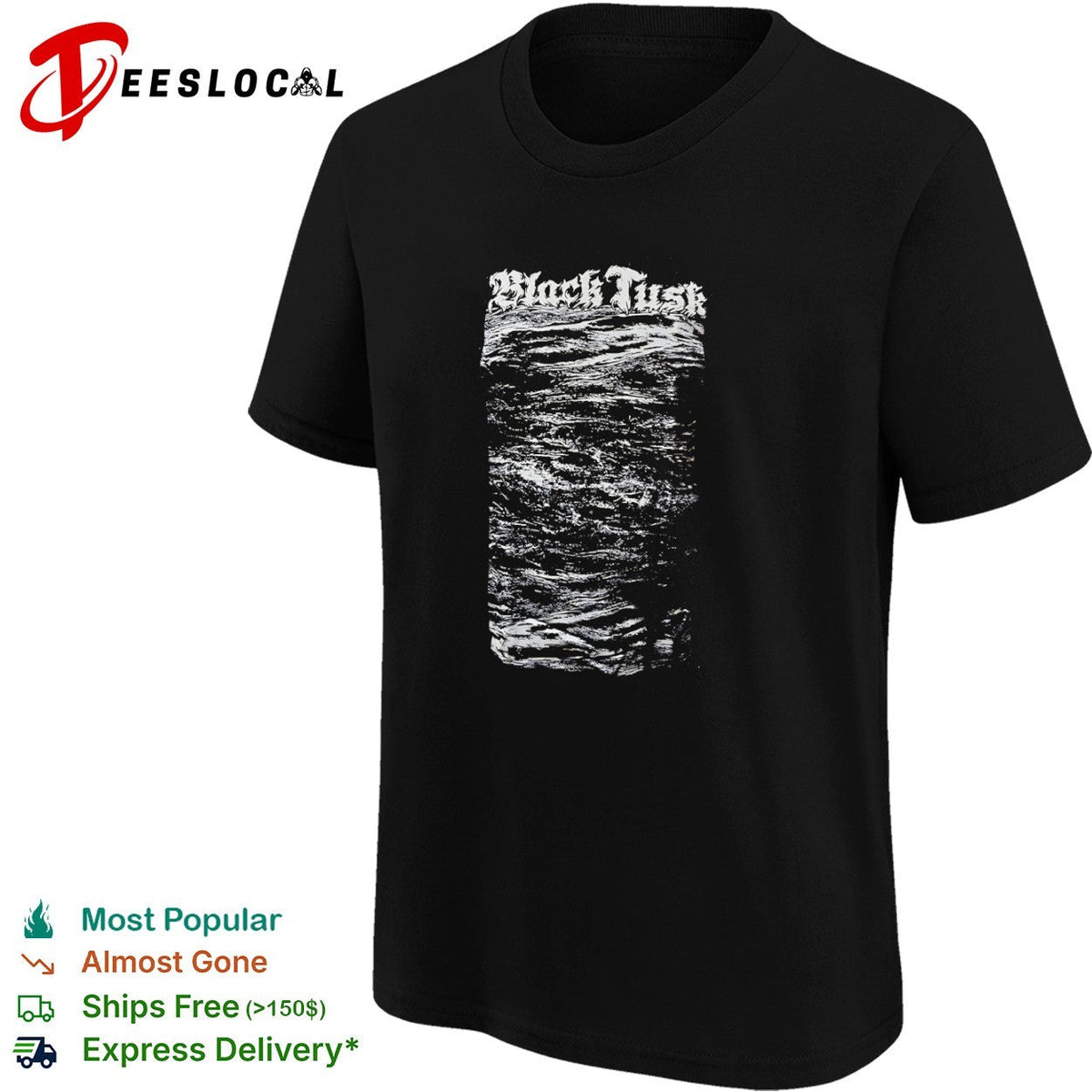 Black Tusk Band Logo and Abstract Wave Texture Heavy Metal Music shirt Unisex