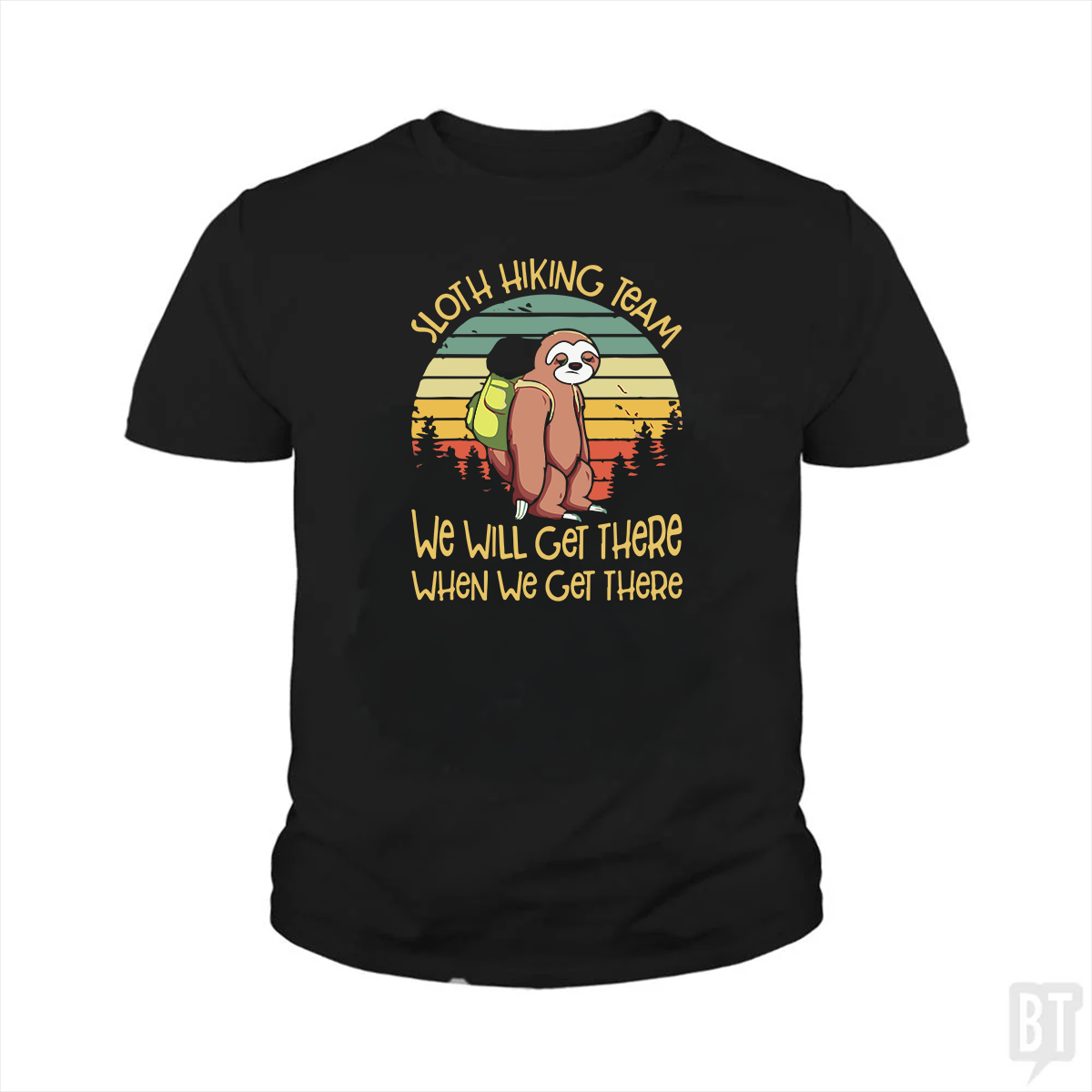 Funny Sloth Hiking Team Kids Shirt Unisex