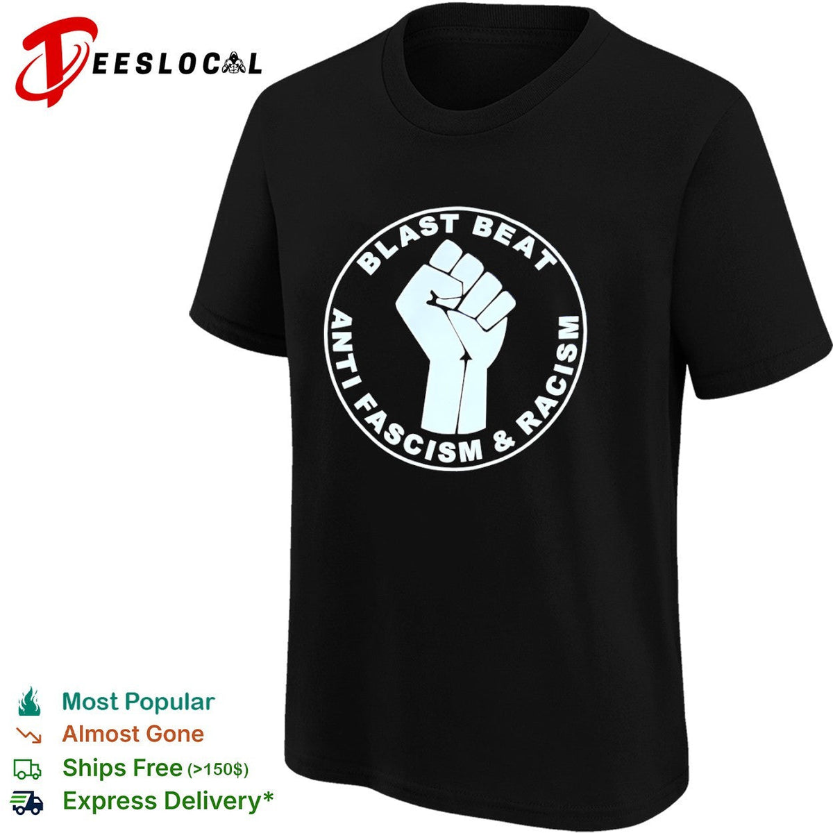 Blast Beat Anti Fascism and Racism Fist Symbol Equality Music Protest Rock shirt Unisex