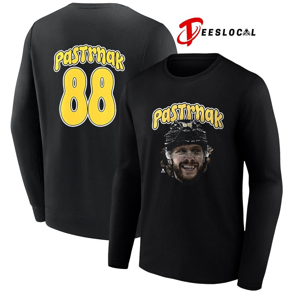 Boston Bruins David Pastrnak portrait name and number shirt Unisex