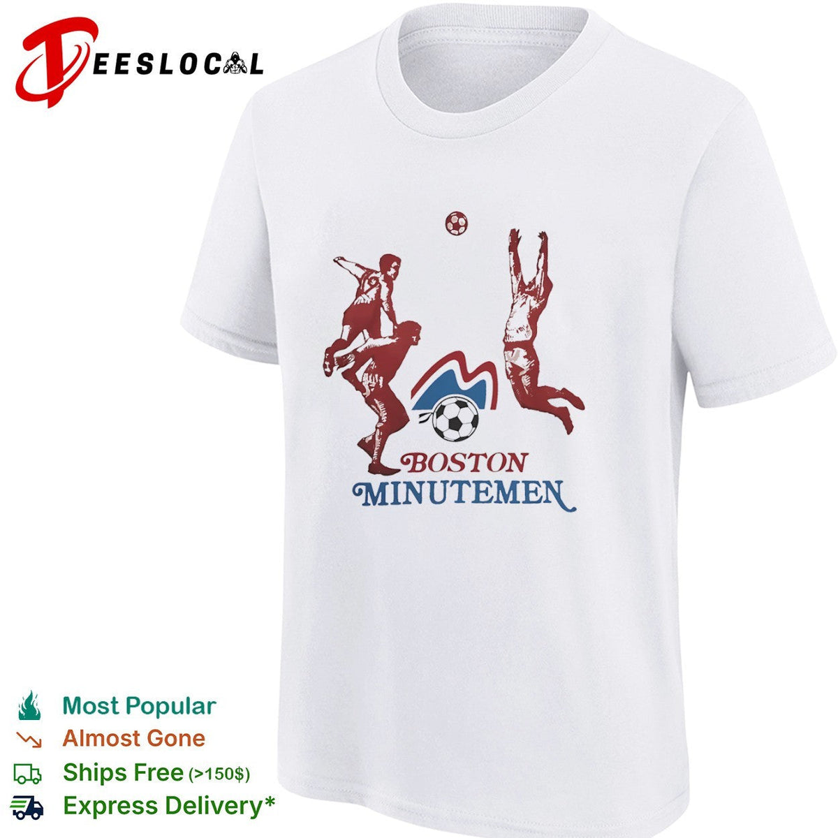 Boston Minutemen NASL Soccer Team Logo and Players shirt Unisex