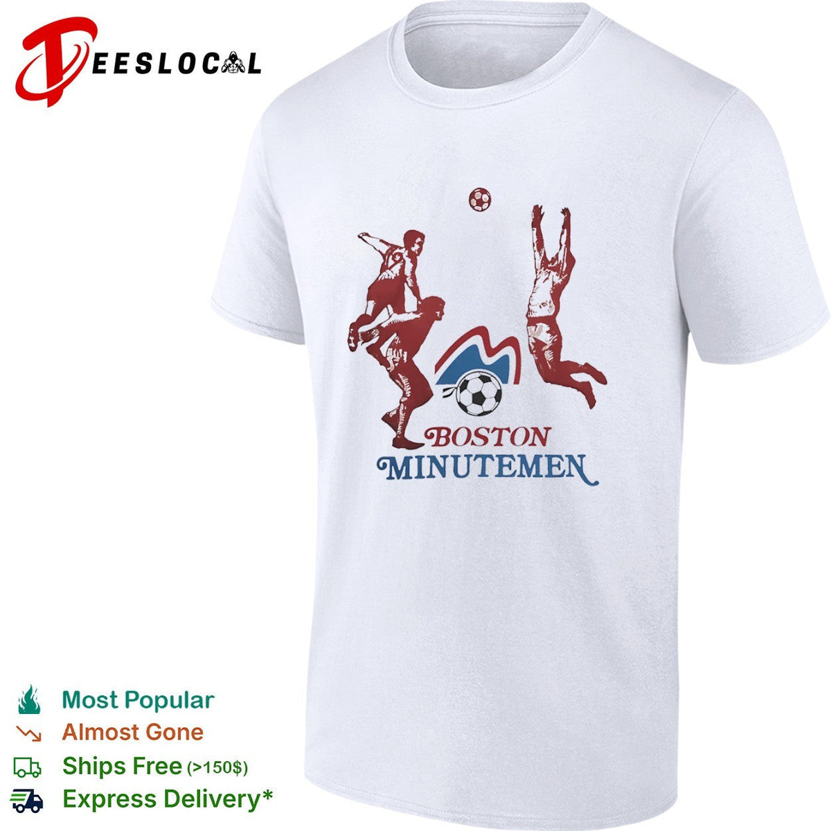 Boston Minutemen NASL Soccer Team Logo and Players shirt Unisex