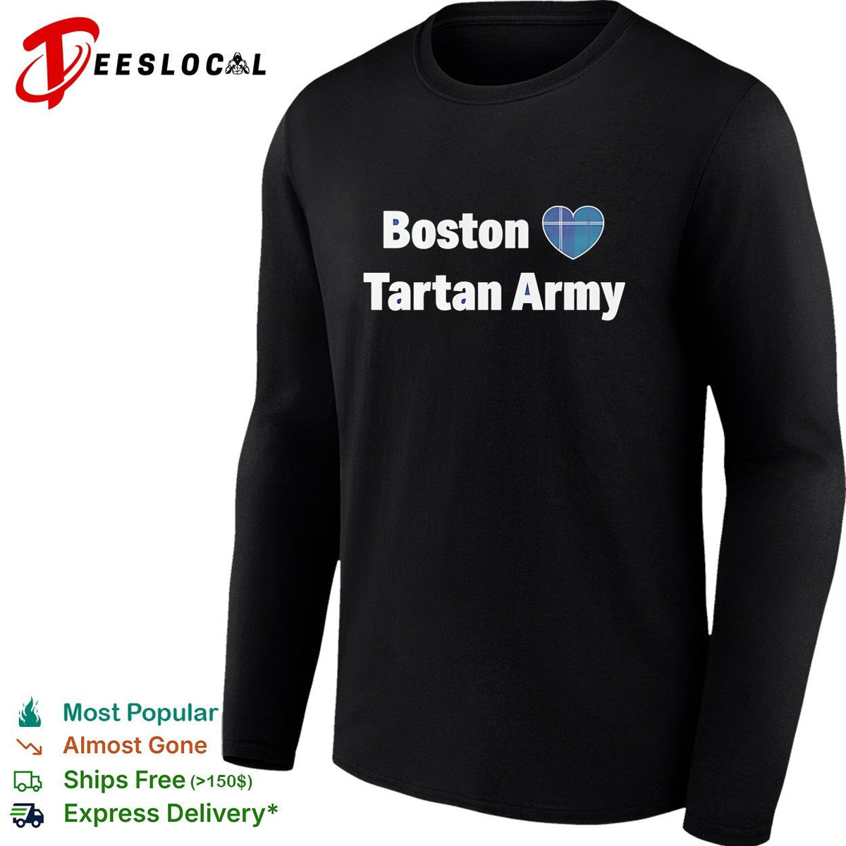 Boston heart Tartan Army Scotland national football team shirt Unisex