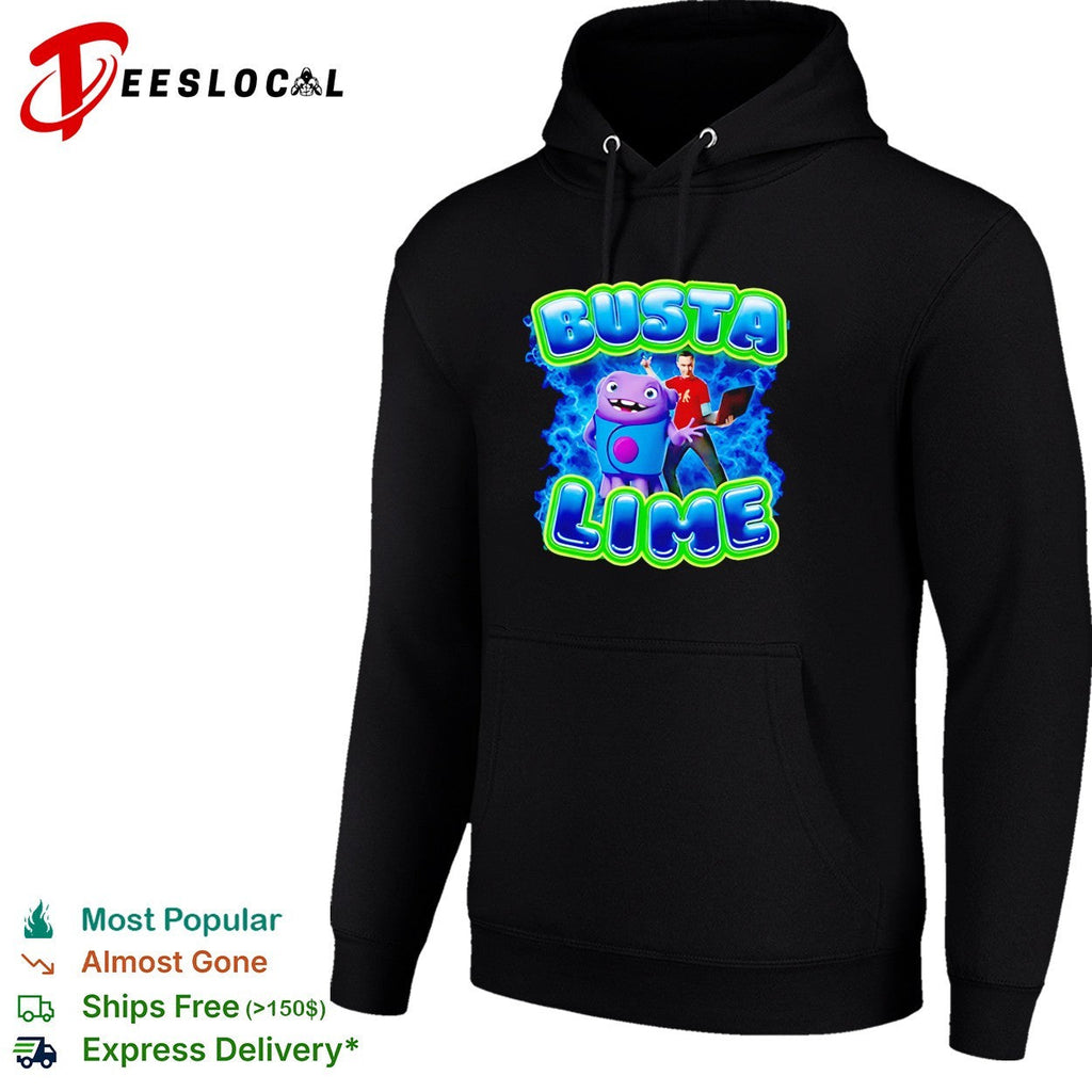 Busta Lime alien character with laptop electric illustration shirt Unisex