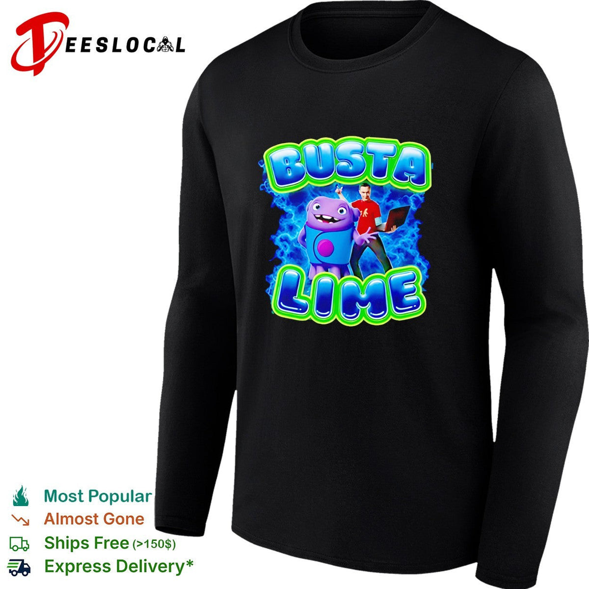 Busta Lime alien character with laptop electric illustration shirt Unisex