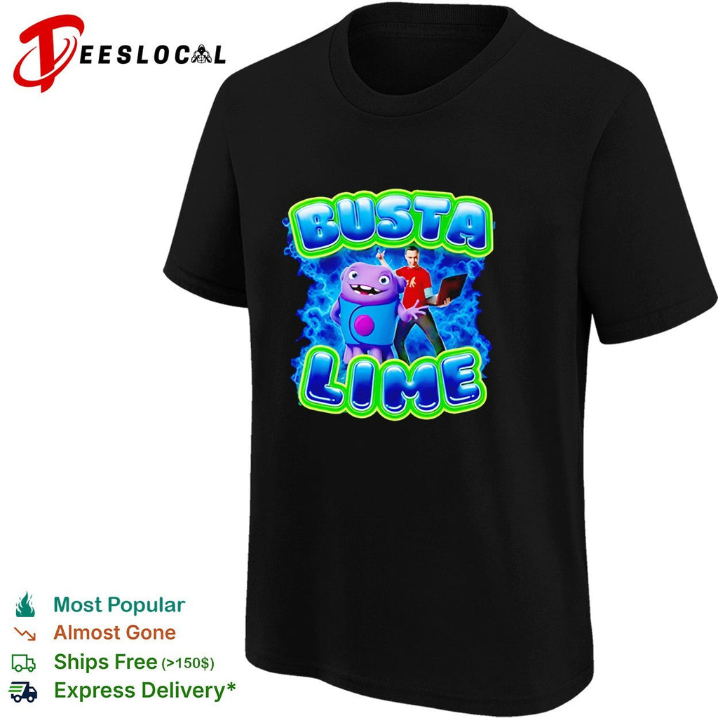 Busta Lime alien character with laptop electric illustration shirt Unisex