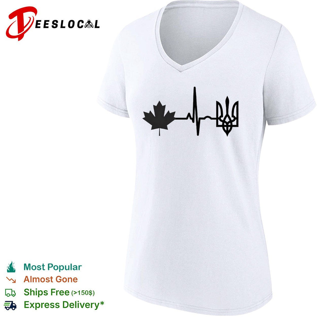 Canada and Ukraine Heartbeat shirt Unisex