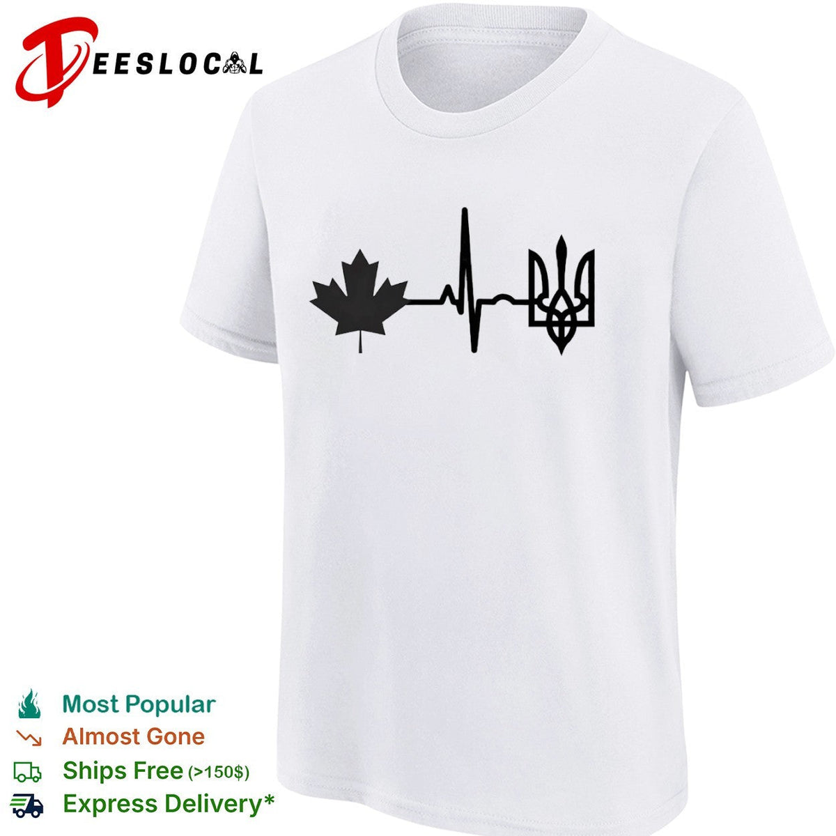 Canada and Ukraine Heartbeat shirt Unisex