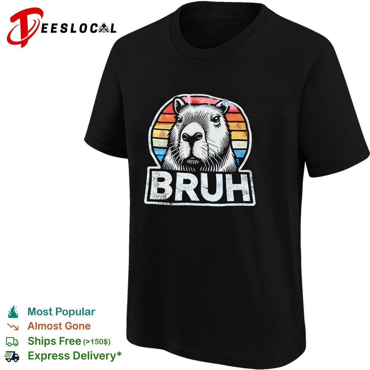 Capybara Bruh Sunset Animal shirt Unisex