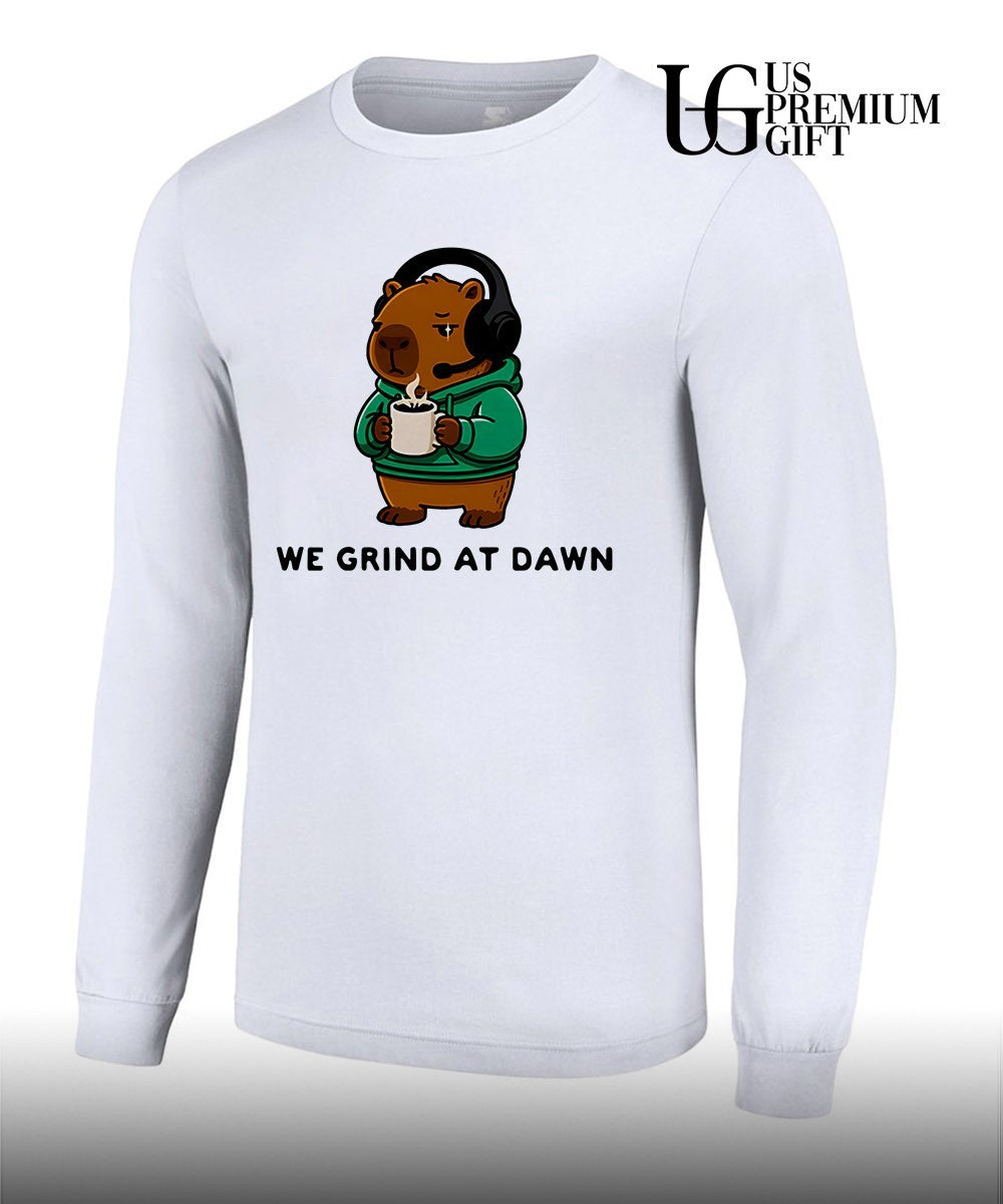 Capybara we grind at dawn shirt Unisex