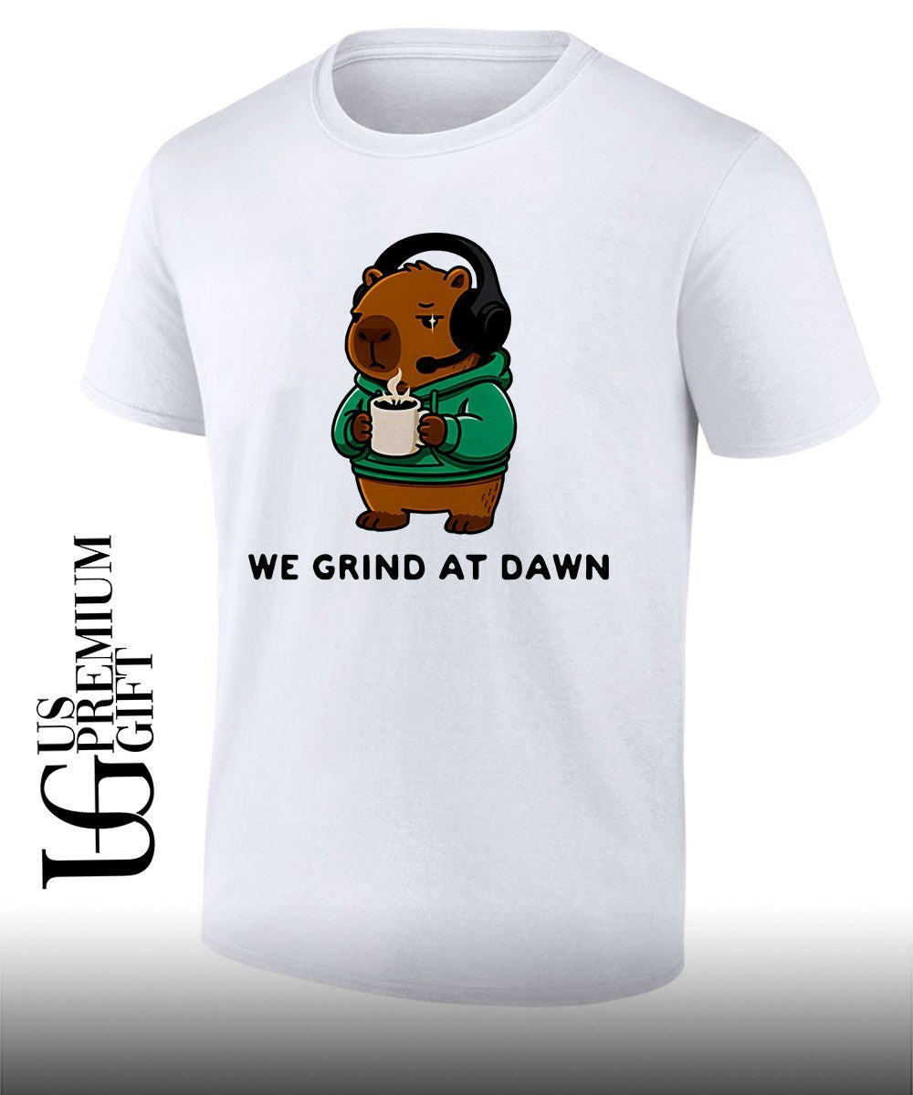 Capybara we grind at dawn shirt Unisex
