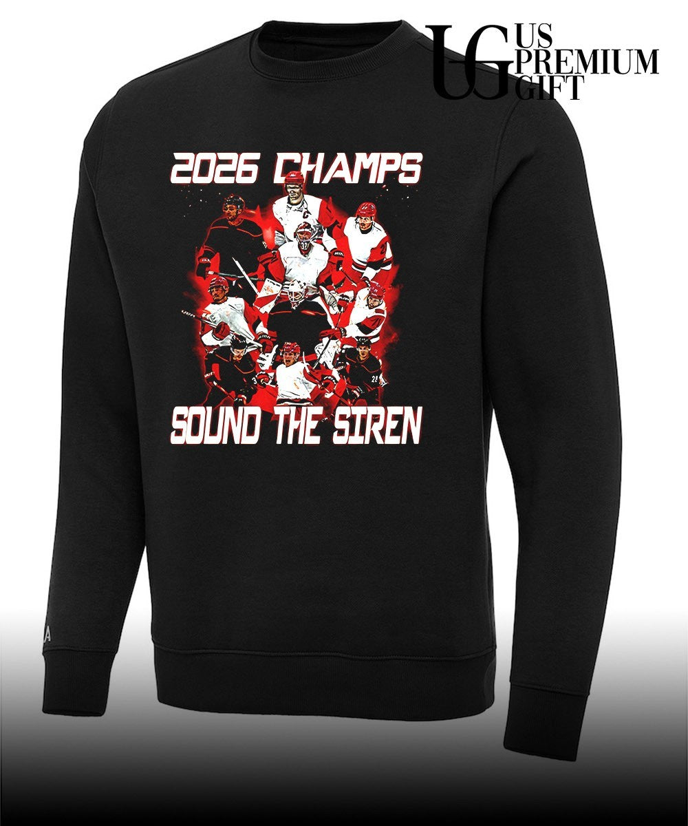 Carolina Hurricanes NHL Hockey 2026 Champs Sound the Siren player shirt Unisex