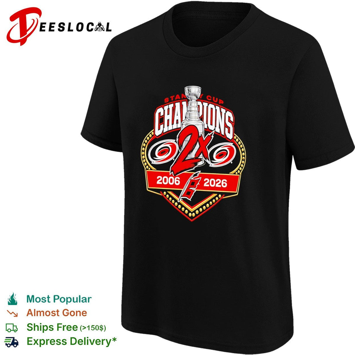 Carolina Hurricanes Stanley Cup Champions 2x 2006 2026 NHL Hockey Fan shirt Unisex