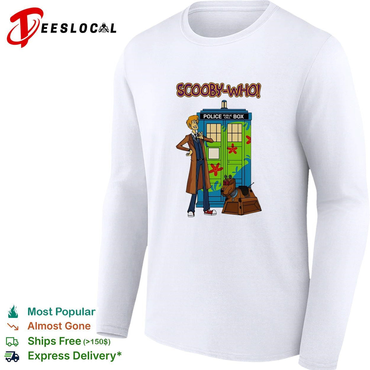Cartoon dog detective duo police box time traveler mashup parody shirt Unisex