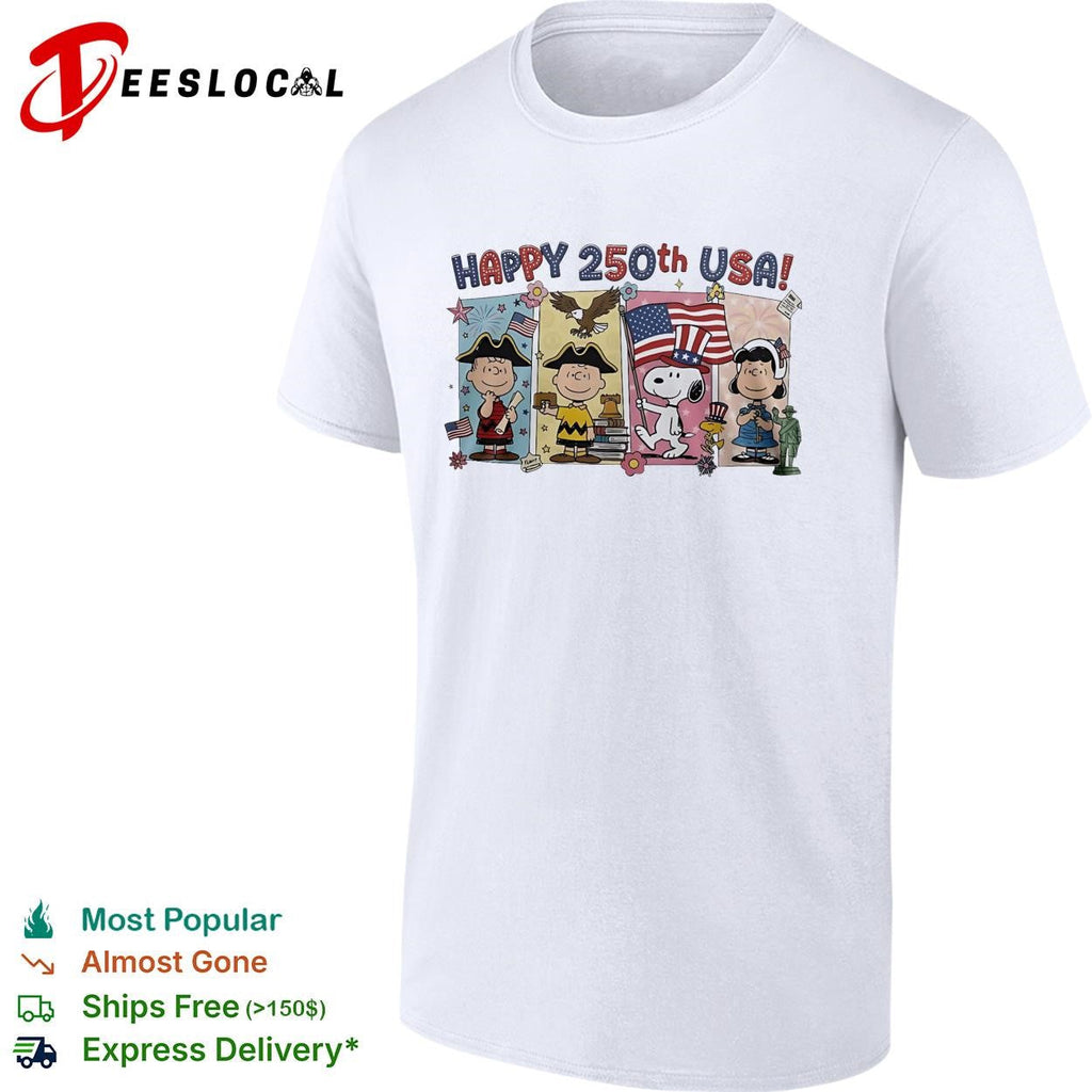 Cartoon group happy 250th USA flags shirt Unisex