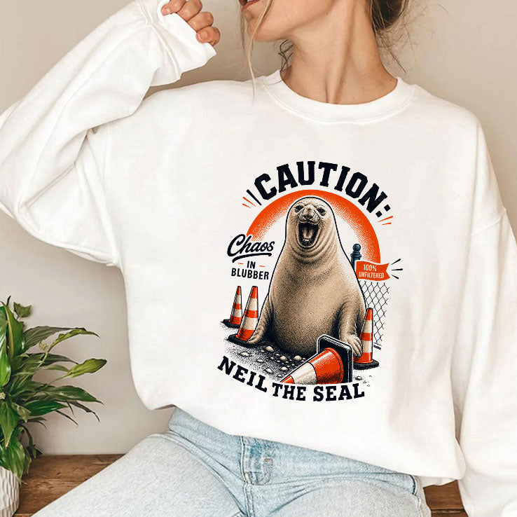 Caution Neil The Seal T Shirt Unisex