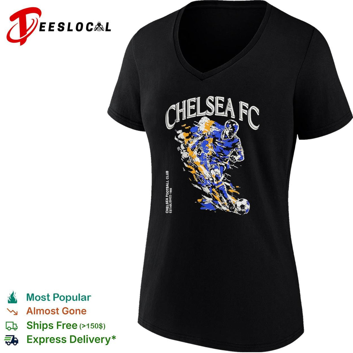 Chelsea FC football club established 1905 kicking player shirt Unisex