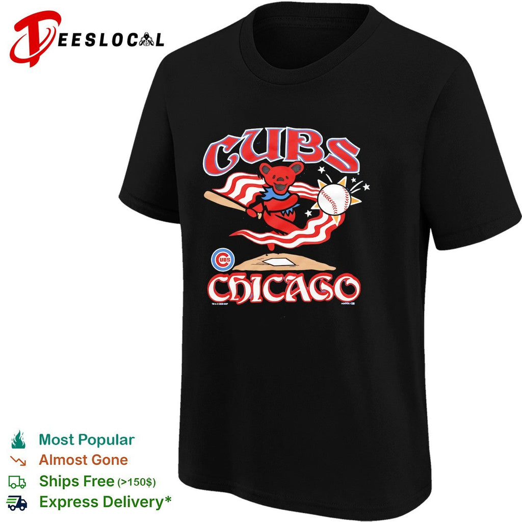 Chicago Cubs x Grateful Dead dancing bear Chicago graphic shirt Unisex