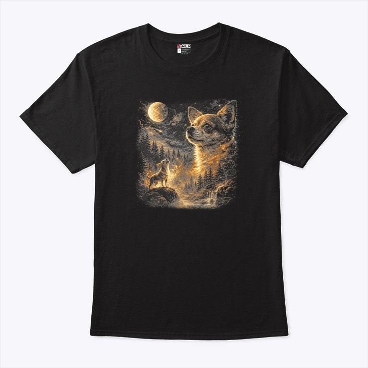Chihuahua Howling To The Moon Tee Shirt Unisex