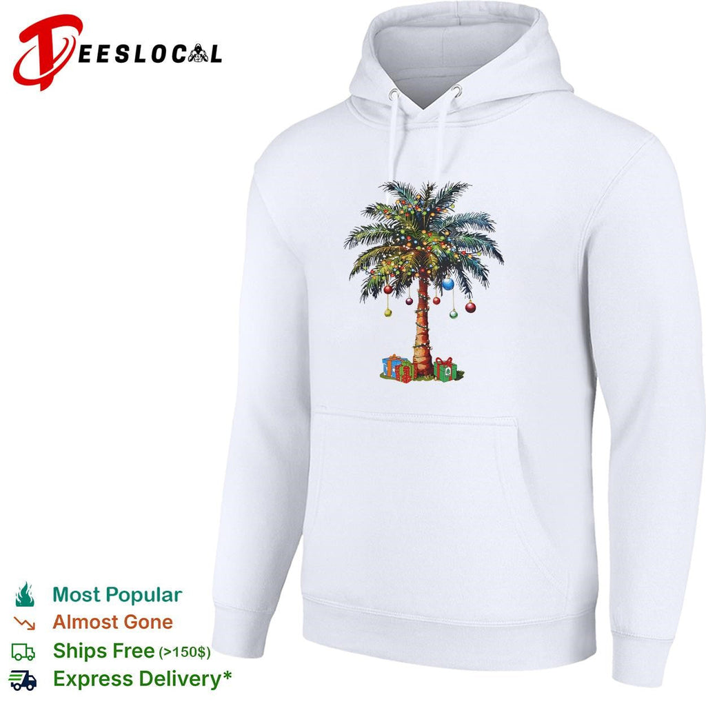 Christmas palm tree tropical ornaments holiday graphic shirt Unisex